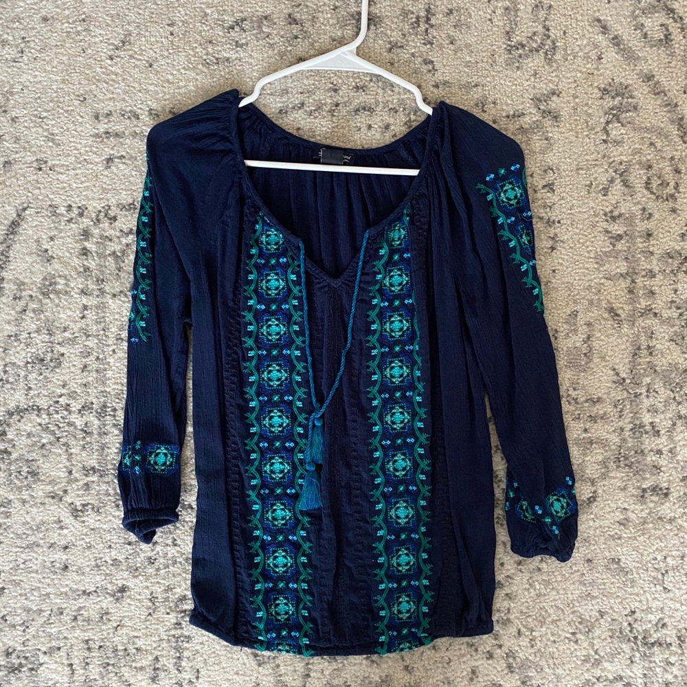 Lucky Brand Embroidered Quarter Sleeve